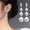 Brincos de Pérola Banhados a Prata S925, Femininos e Versáteis, Brincos Longos com Franjas, Brincos da Moda para Mãe
