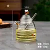 Tarro de miel de vidrio transparente para el hogar con tapa, varilla agitadora de vidrio, botella de miel, tarro de vidrio transparente creativo