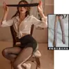 Paixão sexy sem lingerie sexy charmosa uniforme tentação quente role-playing elástico quadril terno de secretária