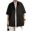 Camisa Simple de Manga Corta Holgada de Moda para Hombre, Diseño de Nicho de Verano, Chaqueta Versátil Casual, Blanco y Negro