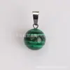 Colgante Redondo de Cristal de Piedra Natural 14mm Cierre de Semilla de Melón Agujero Único Colgante Accesorio para Collar DIY