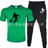 Nuevo Traje Casual de Dos Piezas para Hombre, Camiseta de Manga Corta de Color Sólido con Estampado, Pantalones, Ropa Deportiva Casual de Verano