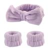 Faixa de cabelo transfronteiriça europeia e americana Novo conjunto de três peças com laço Absorvente à prova d'água à prova de umidade Faixa de cabelo Pulseira de pelúcia