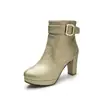 Botas Elegantes con Estampado para Primavera y Otoño Hebilla de Cinturón Tacón Alto Grueso Botas de Caballero Cremallera Lateral Botines Botas Cortas Martin Botas de Comercio Exterior