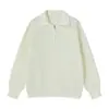 Suéter de Punto Nuevo Otoño 2026 para Hombre Manga Larga Color Sólido Estilo Pareja Cremallera Cuello Semiabierto Solapa Suelta Top