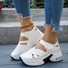 Sandalias deportivas de plataforma con velcro de suela gruesa para mujer de talla grande transfronterizas, estilo europeo y americano, huecas, transpirables, venta al por mayor