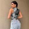 2025 Nueva Moda Fresca Estilo Callejero Malla Estampada Chaleco Cruzado Venta Caliente Transfronteriza en Europa, América y Sudeste Asiático Explosiones Mujeres al por Mayor