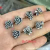 Prata Antiga Vintage Panax Notoginseng Borboleta Prateada Flor do Amor Alegria Pacífica Anel de Corrida Pulseira Contas Espaçadoras Gota Pequena Acessórios para Joias DIY