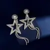 Pendientes Largos con Borlas de Estrellas Pentagonales y Diamantes Lujo Ligero Diversos Métodos de Uso Sentido del Diseño Pendientes Exagerados Europeos y Americanos para Mujer