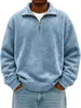 Sudadera de punto con media cremallera de color liso desgastada para hombre, estilo europeo y americano, nueva para Otoño e Invierno 2025, casual, holgada, con solapa