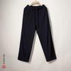Pantalones Casuales Rectos de Lino Elástico de Cintura Color Sólido con Caída, Estilo Chino Nuevo de Moda para Hombre, Otoño e Invierno