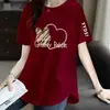 Camiseta de Manga Curta para Desembaraço de Comércio Exterior Transfronteiriço Feminina Comprimento Médio Cobre Levemente o Bumbum Para Pessoas um Pouco Acima do Peso Ombros Padrão Afina a Cintura Cobre a Barriga Top Feminino