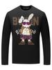 Nueva Camiseta de Manga Larga para Hombre Otoño 2026 con Estampado de Pedrería Diseño de Conejo, Marca de Moda, Moda para Hombre Tallas Grandes, Ajuste Delgado de Modal
