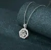 Collar de Plata de Ley S925 Nuevo Molino de Viento Giratorio Colgante Redondo Collar de Cristal de Diamante Joyería Collar de Circonita para Mujeres