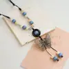 Collar Largo con Cuentas de Mariposa Vintage, Nuevo Estilo Zen Chino, Estilo Étnico, Para Usar en Capas, Falda Larga de Cara de Caballo, Accesorio Versátil