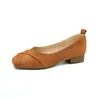 Weiwei Lady 1040-13 Zapatos Mary Jane Retro de Tacón Grueso para Mujer, Gamuza, Cómodos, Bailarinas Suaves