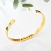 Pulseira Inspiradora em Aço Titânio em Forma de C com Seta Transfronteiriça Amazon Wish Jewelry Placa Leve de Aço Inoxidável Letras Pulseira Aberta