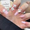 Uñas Portátiles Populares de Xiaohongshu, Uñas Manicura Ojo de Gato con Pedrería de Alta Gama, Uñas Portátiles de Lujo Puro Deseo Largas y Accesibles