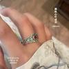 Anillo de Dedo Corazón Hoja Esmalte Dorado Plata 9999 Plata de Ley Anillo Joker para Novia Regalo del Día de San Valentín