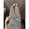 Pijama casual a rayas de bloques de color para mujer, pantalones de tirantes elásticos de cintura alta cómodos para otoño, adecuados para usar en casa y se pueden usar afuera, conjunto de ropa para el hogar