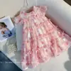Vestido para niña Estilo coreano de alta calidad Estilo nuevo Vestido floral pequeño Vestido de hilo para niña Vestido de verano Dulce Vestido de princesa 6Y110