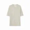 Camisa Casual Retro de Punto Ligero con Cuello Alto Hueco, Mezcla de Lino Lyocell de Alta Calidad, Manga Corta, Estilo Old Money