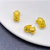 Ouro Mate 18K DIY Estilo Chinês Pi Xiu para Joias com Contas Espaçadoras com Furo para Colares e Pulseiras, Pequeno Pingente de Boa Sorte e Prosperidade