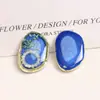 Zhen Tu Estilo Francés Hada del Bosque Perla Ovalada Resina Hoja Verde Flor Seca Rosa Accesorios de Aleación Aretes Joyería DIY