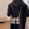 Moda Outono e Inverno Bolsa Xadrez para Mulheres 2025 Nova Lã Xadrez Cor Contrastante Bolsa Quadrada Pequena Bolsa Transversal de Ombro Único High-End