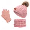 Conjunto de Dos Piezas Bufanda y Gorro de Invierno para Niños Pompón Bebé Gorro de Punto para Bebé Lana Cálida Forro Polar Cubrecuellos Engrosado