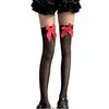 Medias de Navidad para Enamorados de Caña Alta con Estampado de Corazones y Lazo Rojo, Medias Ultra-delgadas de Pierna Larga hasta la Rodilla, Medias para Mujer