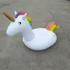 Suministro de fábrica en stock 2 metros flotador inflable de unicornio, PVC inflable niños unicornio inflable montable cama flotante