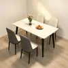 Mesa de comedor de mármol estilo nórdico, un juego de mesa y sillas de comedor para uso doméstico, con un diseño simple, moderno y lujoso, adecuado para apartamentos pequeños, con tablero rectangular