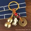 Llavero de cobre puro hecho a mano calabaza de cobre mordida abierta dinero suerte viaje valiente puesto de venta decoración en vivo colgante