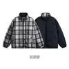 Yidao Vintage 25 Invierno Nuevo Harrington Doble Cara Retro Cuadros Cuello Alto Impermeable 90 Chaqueta de Pluma de Pato Blanco