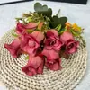 Tulipa Pequenos Botões de Camélia Flores Artificiais Tecido Flores de Mesa Decoração de Casa Display Rosas Decorativas Artificiais Atacado