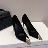 Sapatos de salto alto femininos pretos de verniz estilo francês tamanho plus size 2026, sexy, para primavera, bico fino, metalizados, elegantes, scarpins stiletto