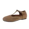Novos Sapatos Mary Jane Estilo Coreano Primavera e Outono com Bico Redondo e Tira em T para Mulheres, Sapatos Simples Rasos de Salto Baixo para Mulheres