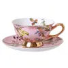Juego de Tazas de Café de Porcelana Ósea Europea con Flores y Pájaros Caja de Regalo de Gama Alta Exquisito Retro Juego de Té Británico para la Hora del Té Nuevo Boda