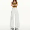Shangya 7609 Nuevos Jeans Retro Americanos Diseño para Mujer Empalme Blanco Sueltos Pierna Ancha Rectos