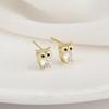 Pendientes de búho chapados en oro de plata de ley 925 con forma de animalito y diamantes, joyería para mujer.