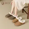 Zapatos de Algodón de Piel de Oveja para Mujer, Estilo Popular de Invierno, Cómodos Zapatos Birkenstock para Mujer de Suela Gruesa a Prueba de Frío, Mocasines Felpudos Engrosados Antideslizantes