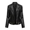 Jaqueta feminina slim fit da Amazon para mulheres, jaqueta fina para primavera e outono, roupa de motociclista feminina, jaqueta de couro com gola grande e moderna