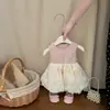 Conjunto de Falda para Niña Primavera y Otoño, Vestido Elegante para Bebé, Conjunto de Dos Piezas con Cárdigan Tejido, Atuendo de Salida para Bebé Estilo Coreano