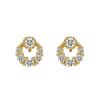 Brincos Pequenos de Bolo Banhados a Ouro 18K em Prata de Lei S925 Brincos Circulares Pequenos Completamente Cravejados de Diamante para Mulheres Simples e Modernos