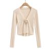 Novo Cardigan de Tricô Longo com Decote V Estilo Spice Girl Cor Rosa para Mulheres Europeias e Americanas Verão W22483