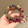 Estilo Coreano Celebridade da Internet Corda de Cabelo de Cristal Colorida Mista Acessório de Cabeça Colorido Colorido Pulseira Feminina Tendão de Borracha de Alta Elasticidade Corda de Amarração de Alta Qualidade
