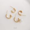 Soportes para Aretes de Perlas Incrustadas de Medio Agujero Forma de C Moda Aretes Chapados en Oro de 14K Lujo Ligero Hecho a Mano DIY Accesorios para Aretes Materiales