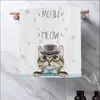 Toalla de Gato de Dibujos Animados Nueva Transfronteriza Microfibra Toalla de Cocina Toalla de Plato Estampado de Dibujos Animados Creativo Duradera Toalla de Mano