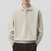 Sudadera con cuello para hombre, nuevo modelo otoño 2026, polo de manga larga estilo "old money" americano de peso pesado